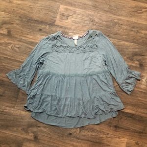 Teal Boho Flowy Shirt